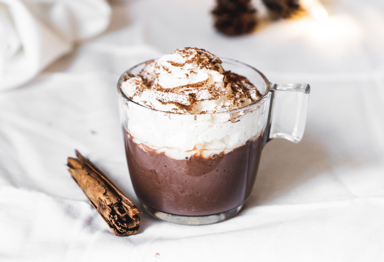 hot chocolate topped with whipped cream