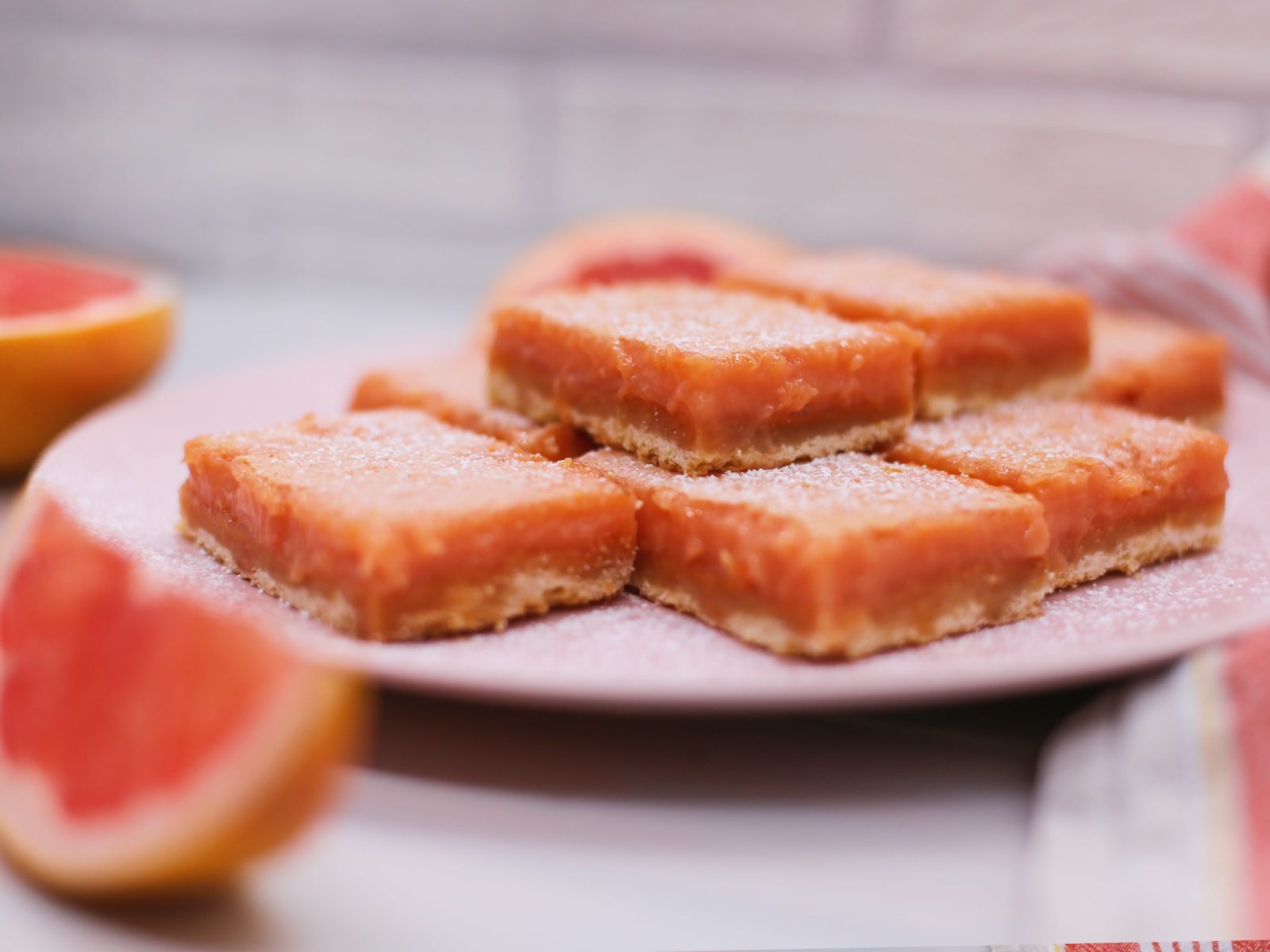 Grapefruit Bars on a white plate