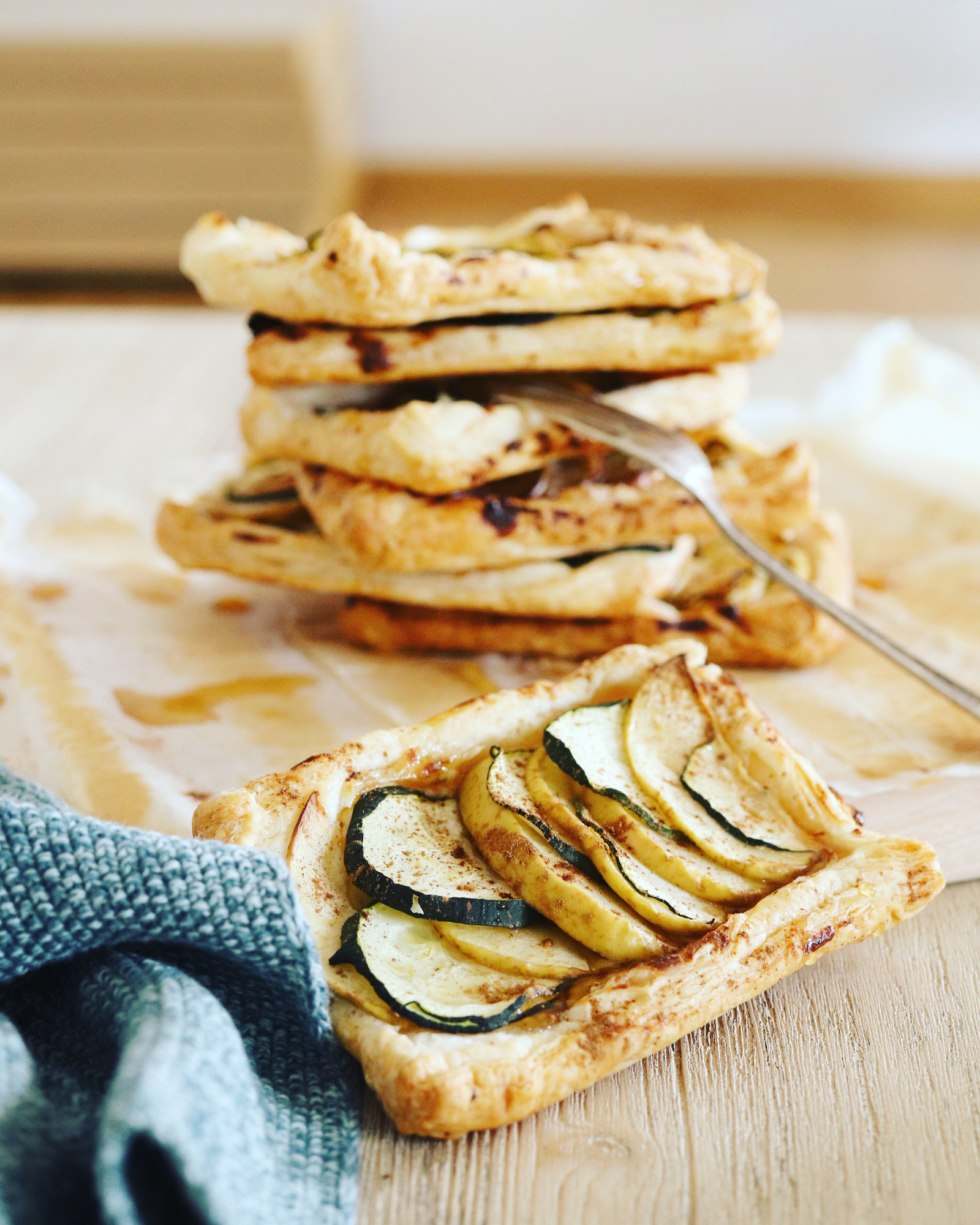 Apple tartlets on a wooden board