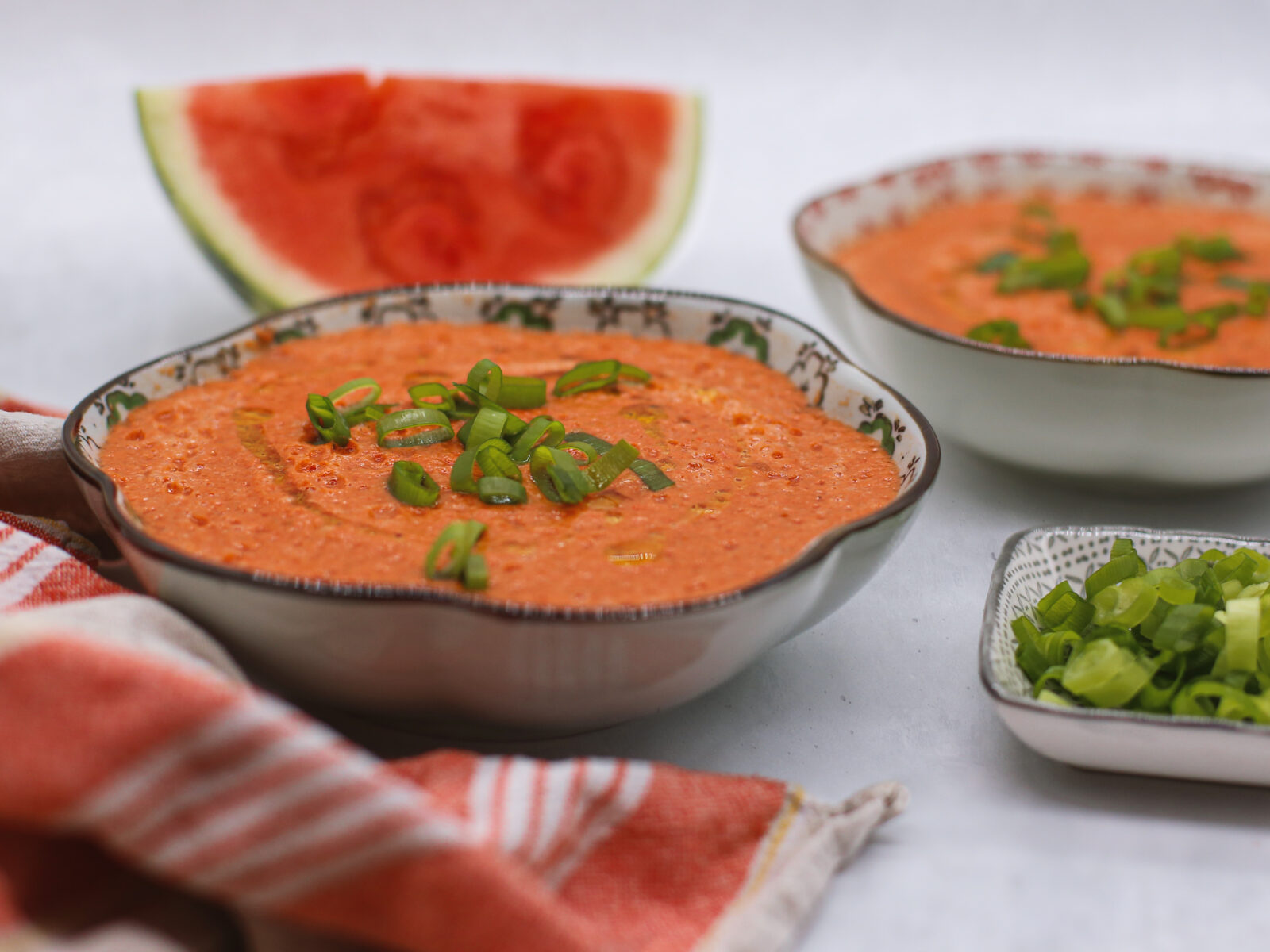 gazpacho à la pastèque, tomates et concombre