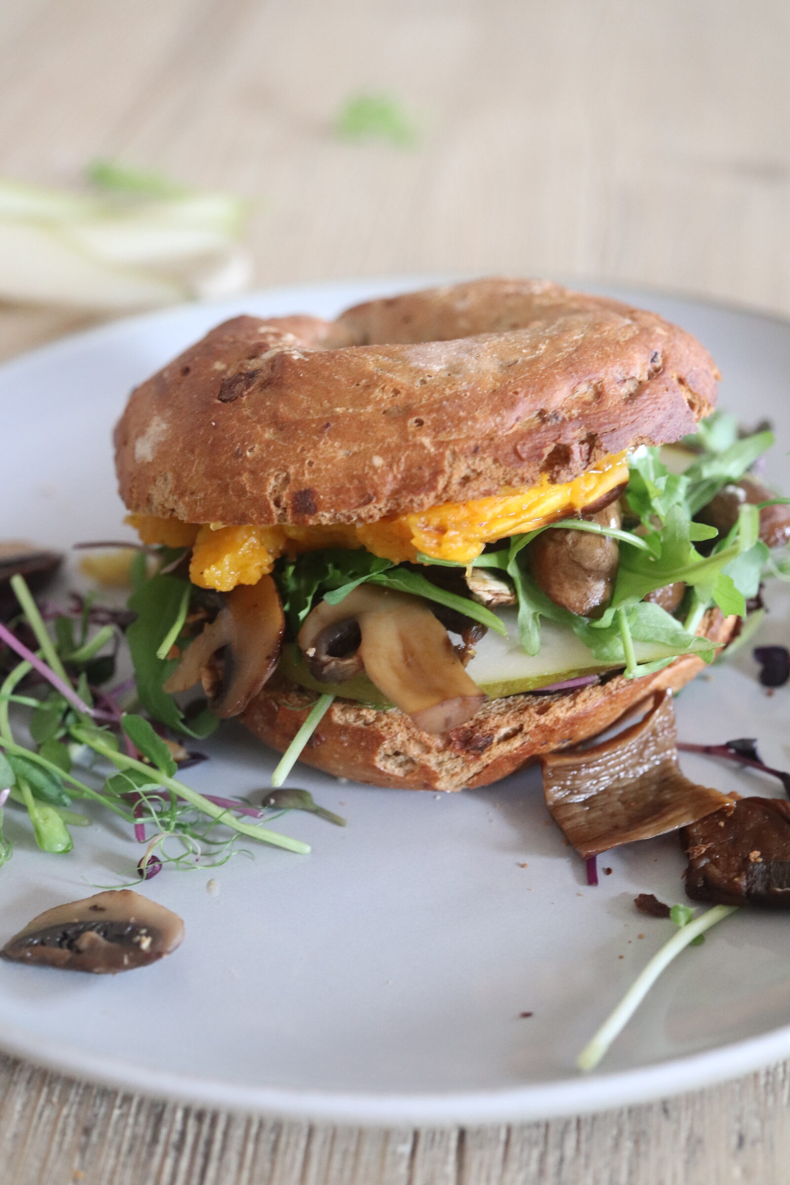 bagels courge champignons crudités