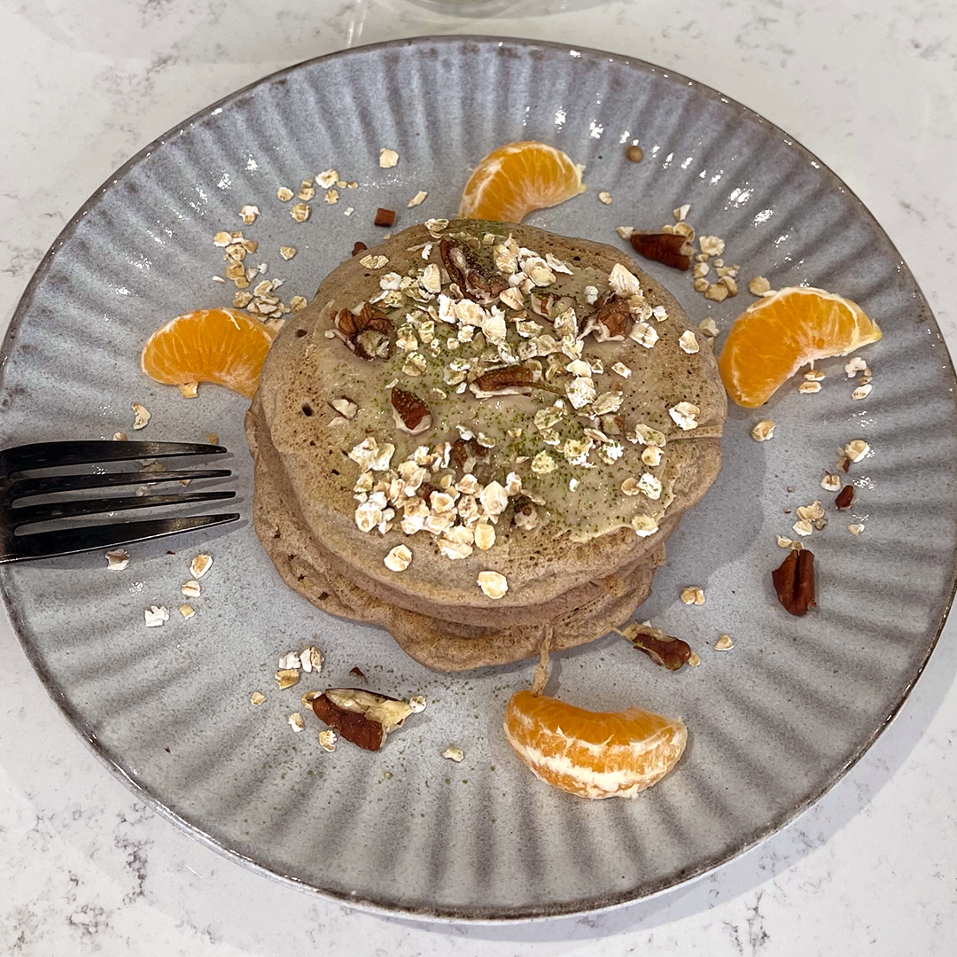 Buckwheat pancakes with manderines