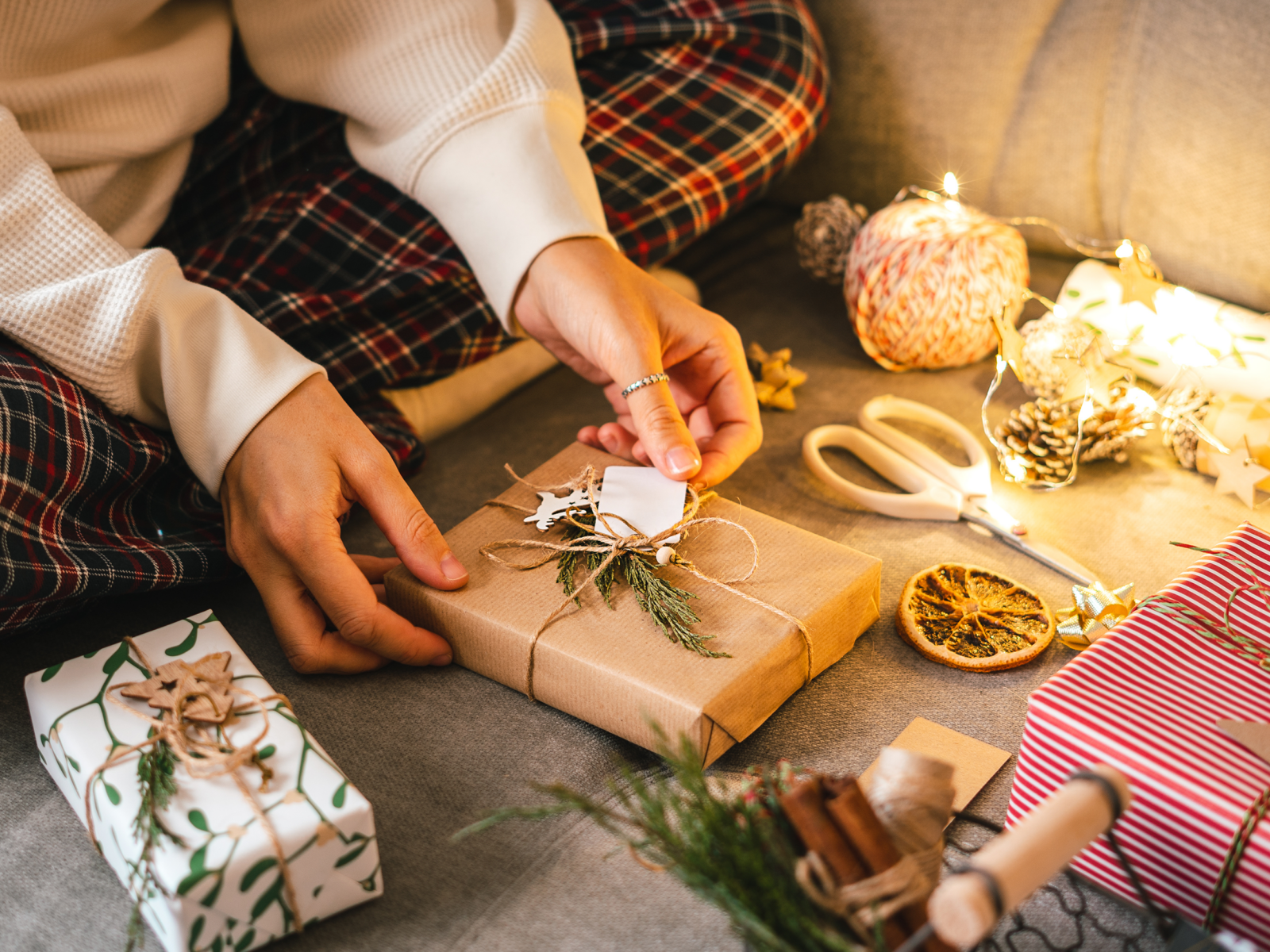 Christmas presents being wrapped