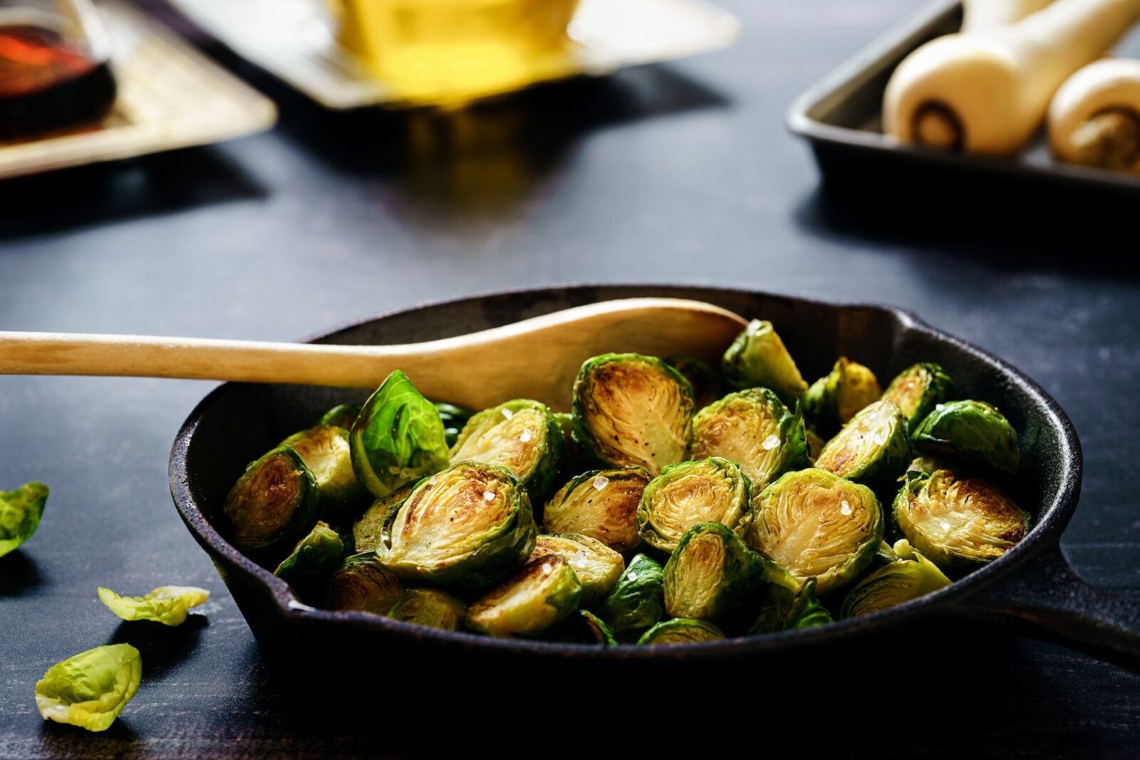 Brussel sprouts in a skillet