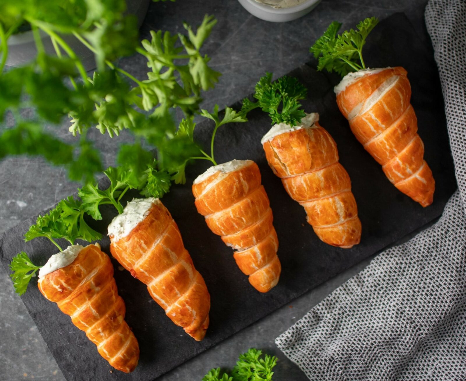 Puff pastry resembling carrots