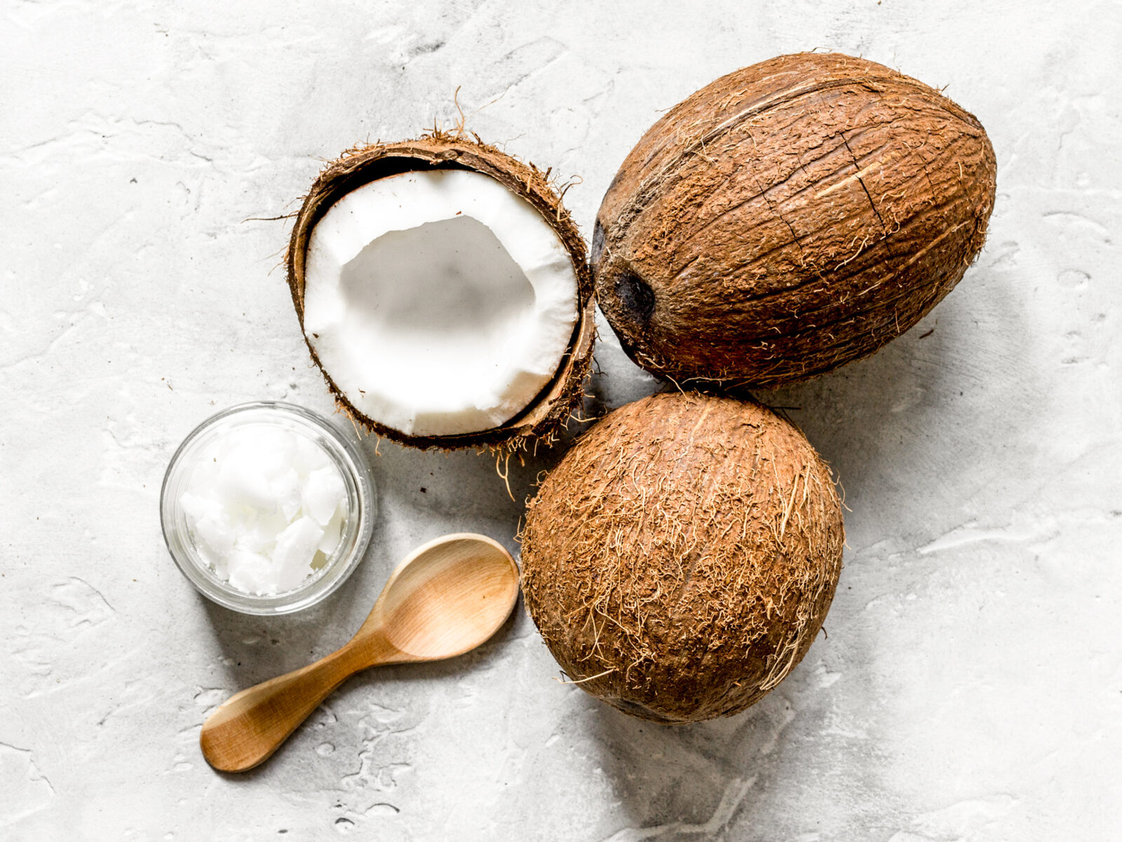 Coconuts on a marble background