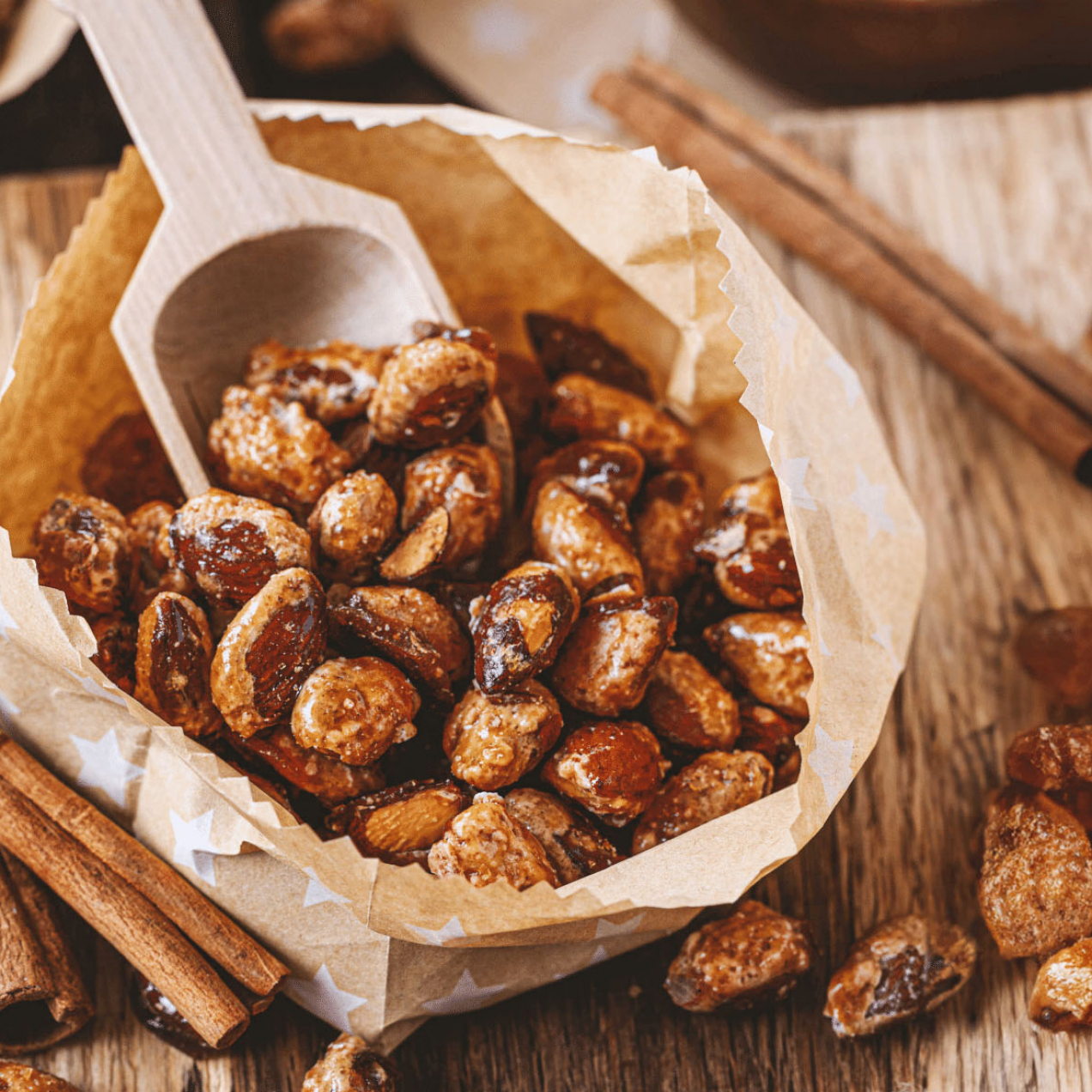 Caramelised almonds